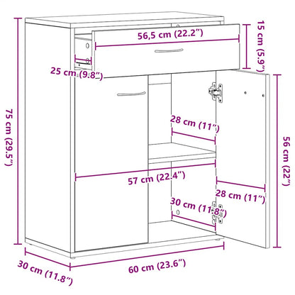 vidaXL Buffet chêne fumé 60x30x75 cm Bois d'ingénierie