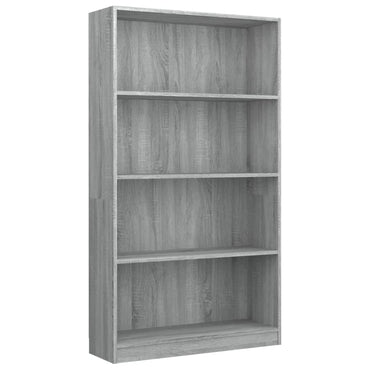 vidaXL Bücherregal 4 Fächer Grau Sonoma 80x24x142 cm Holzwerkstoff