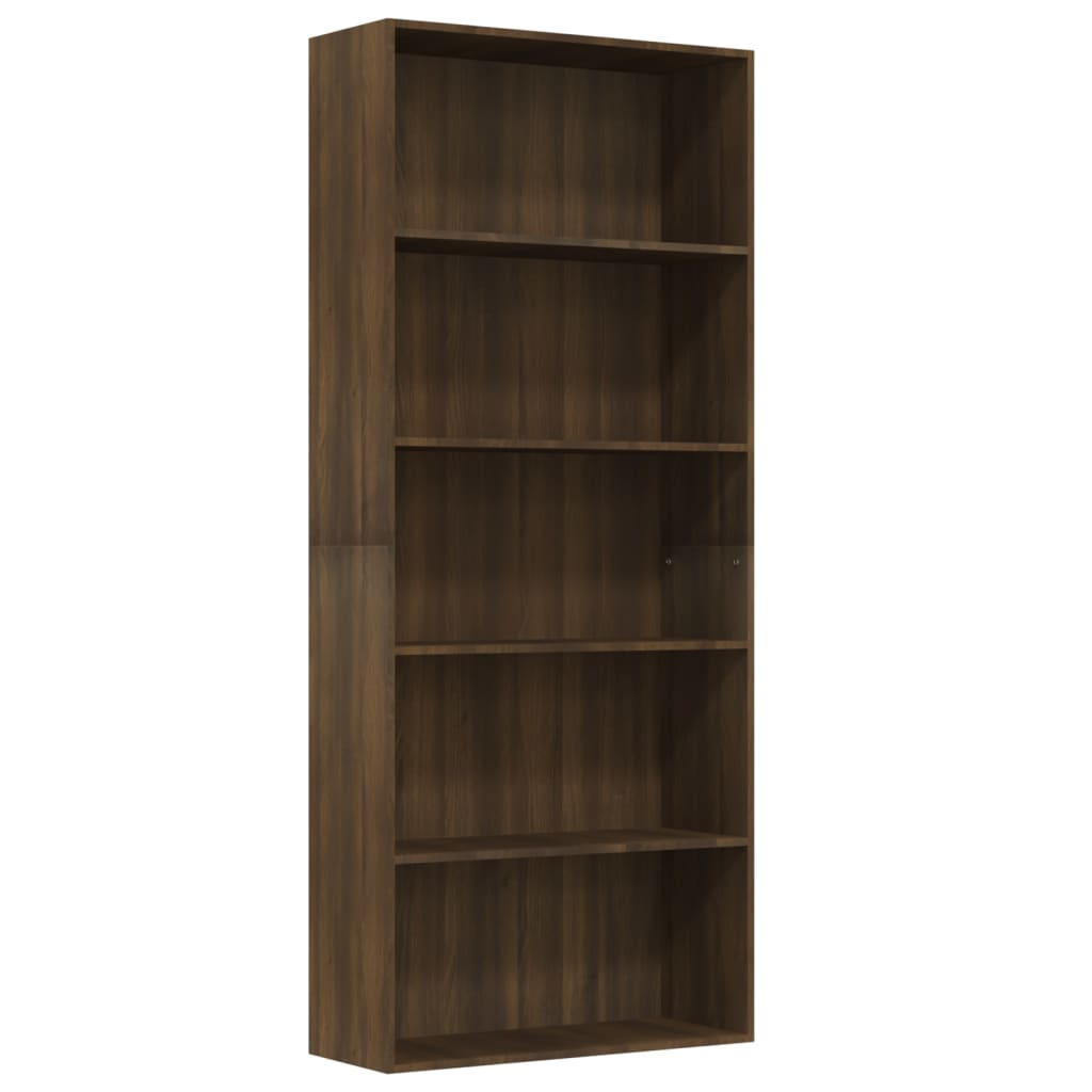 vidaXL Bibliothèque 5 étagères Marron aspect chêne 80x30x189 cm