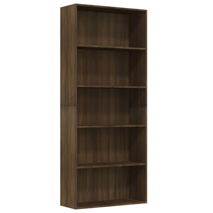 vidaXL Bibliothèque 5 étagères Marron aspect chêne 80x30x189 cm