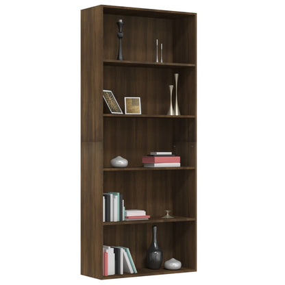 vidaXL Bibliothèque 5 étagères Marron aspect chêne 80x30x189 cm