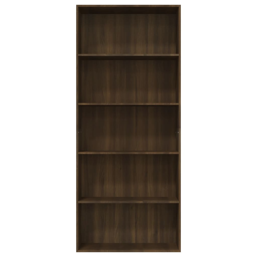 vidaXL Bibliothèque 5 étagères Marron aspect chêne 80x30x189 cm