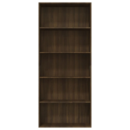 vidaXL Bibliothèque 5 étagères Marron aspect chêne 80x30x189 cm