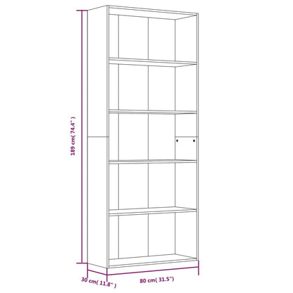 vidaXL Bibliothèque 5 étagères Marron aspect chêne 80x30x189 cm