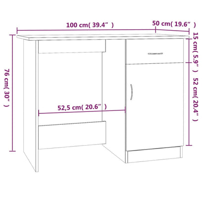 vidaXL Bureau marron aspect chêne 100x50x76 cm bois d'ingénierie