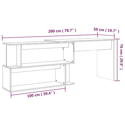 vidaXL Eckschreibtisch Braun Eichen-Optik 200x50x76 cm Holzwerkstoff