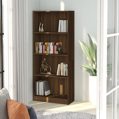 vidaXL Bibliothèque à 4 étagères Marron effet chêne 60x24x142 cm