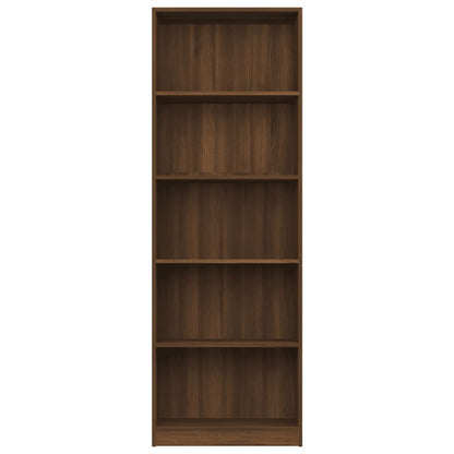 vidaXL Bücherregal 5 Fächer Braun Eichen-Optik 60x24x175 Holzwerkstoff