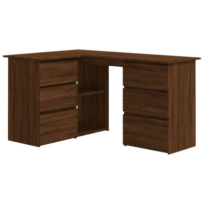 vidaXL Bureau d'angle marron aspect chêne 145x100x76 cm bois d'ingénierie