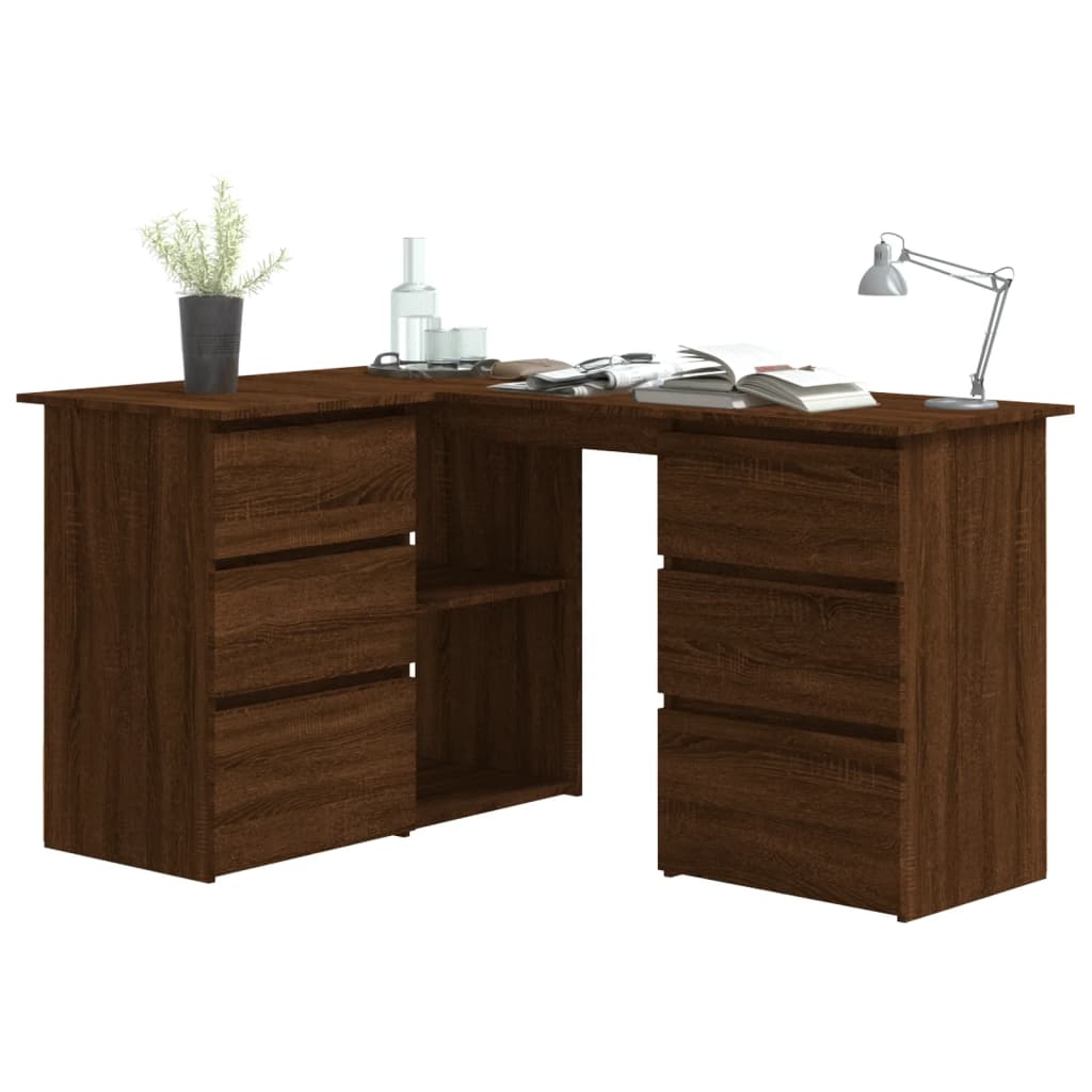 vidaXL Bureau d'angle marron aspect chêne 145x100x76 cm bois d'ingénierie
