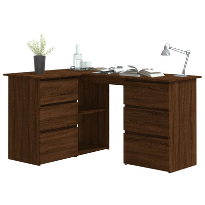 vidaXL Bureau d'angle marron aspect chêne 145x100x76 cm bois d'ingénierie