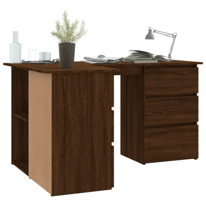 vidaXL Bureau d'angle marron aspect chêne 145x100x76 cm bois d'ingénierie