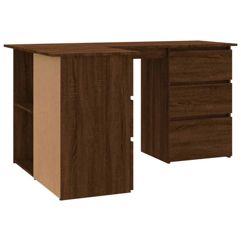 vidaXL Bureau d'angle marron aspect chêne 145x100x76 cm bois d'ingénierie