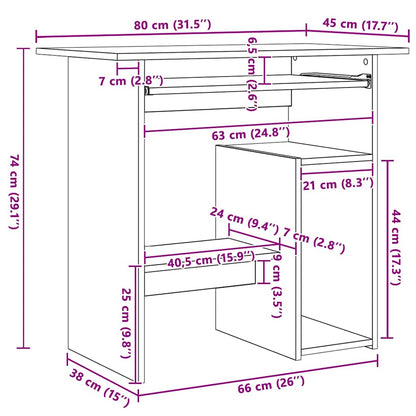 vidaXL Bureau gris sonoma 80x45x74 cm Bois d'ingénierie