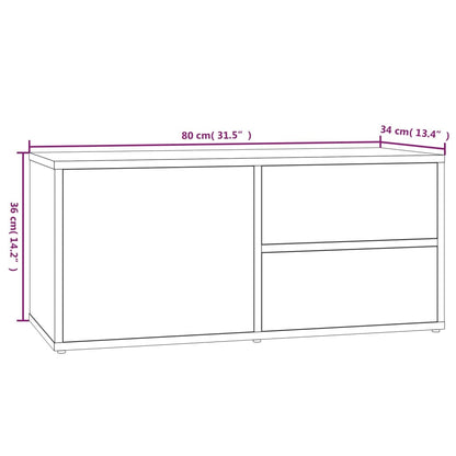 Meuble TV chêne fumé 80x34x36 cm bois d'ingénierie vidaXL