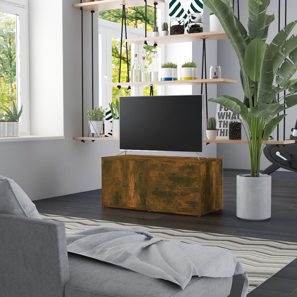 Meuble TV chêne fumé 80x34x36 cm bois d'ingénierie vidaXL