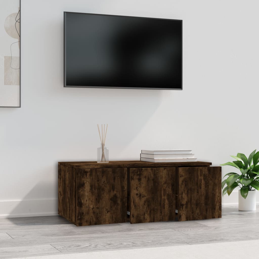 Meuble TV vidaXL chêne fumé 80x34x30 cm bois d'ingénierie