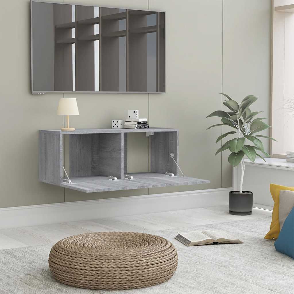 vidaXL Meuble TV gris Sonoma 80x30x30 cm en bois d'ingénierie