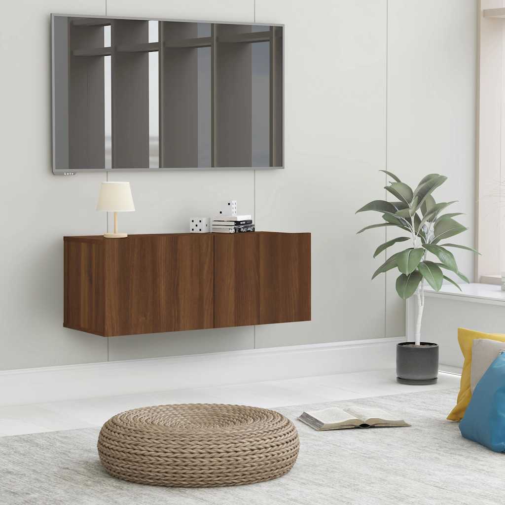 Meuble TV vidaXL marron aspect chêne 80x30x30 cm bois d'ingénierie