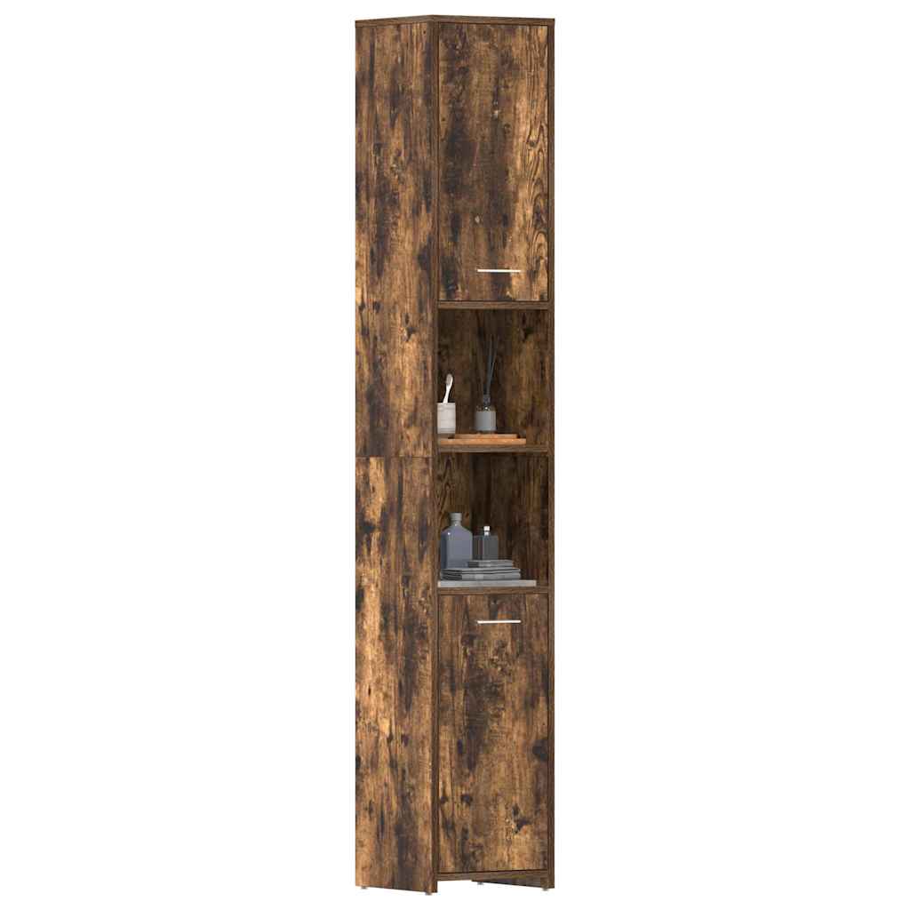 vidaXL Badezimmerschrank Räuchereiche 30x30x183,5 cm Holzwerkstoff