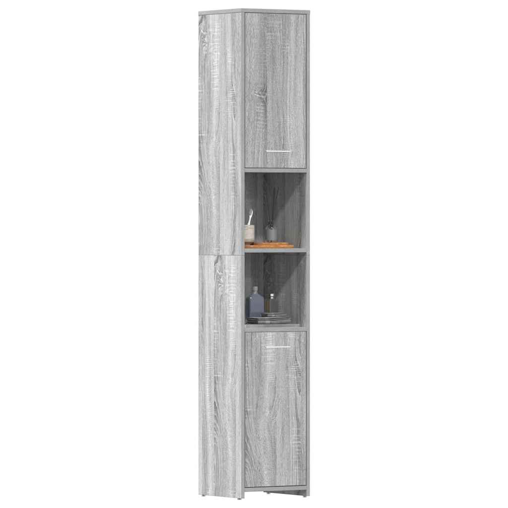 vidaXL Badezimmerschrank Grau Sonoma 30x30x183,5 cm Holzwerkstoff