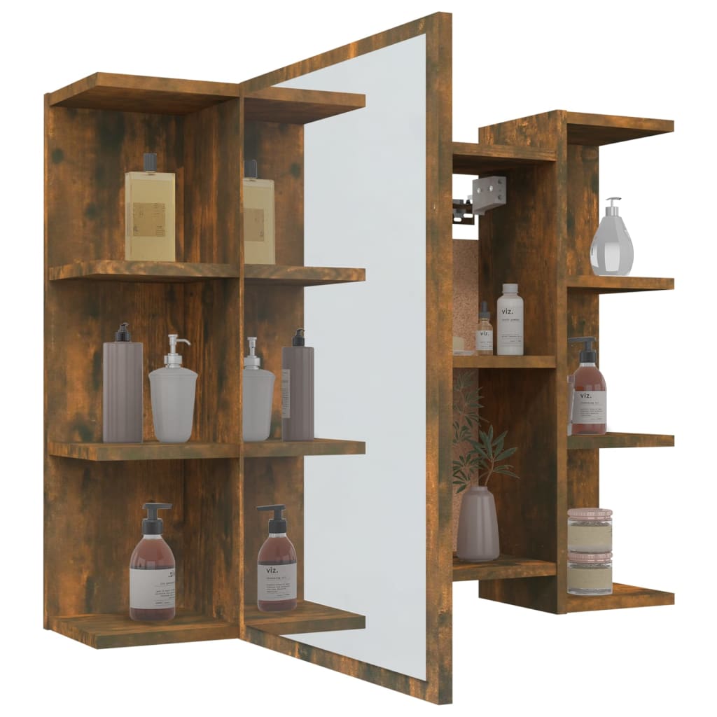vidaXL Armoire de toilette chêne fumé 80x20,5x64 cm bois d'ingénierie