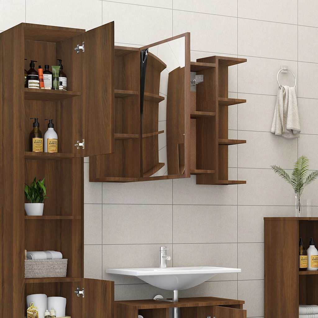 vidaXL Armoire de toilette Marron aspect chêne 80x20,5x64cm Bois d'ingénierie