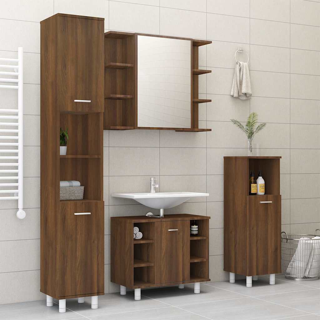 vidaXL Armoire de toilette Marron aspect chêne 80x20,5x64cm Bois d'ingénierie