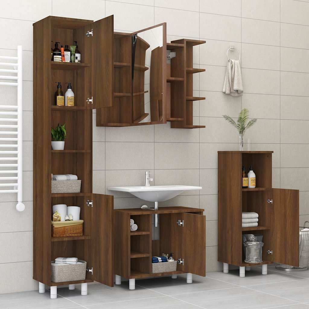 vidaXL Armoire de toilette Marron aspect chêne 80x20,5x64cm Bois d'ingénierie