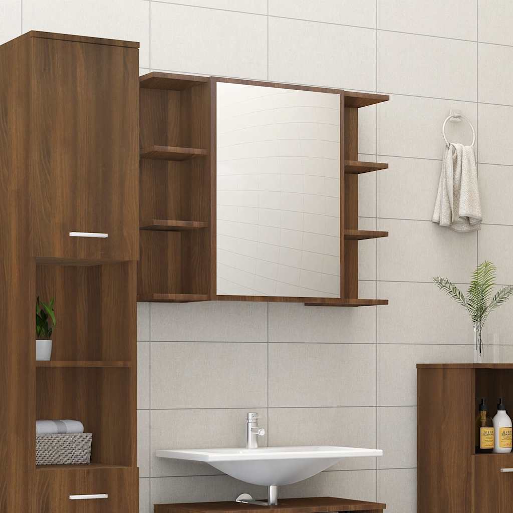vidaXL Armoire de toilette Marron aspect chêne 80x20,5x64cm Bois d'ingénierie