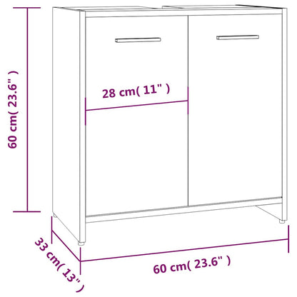 vidaXL Badschrank Räuchereiche 60x33x60 cm Holzwerkstoff