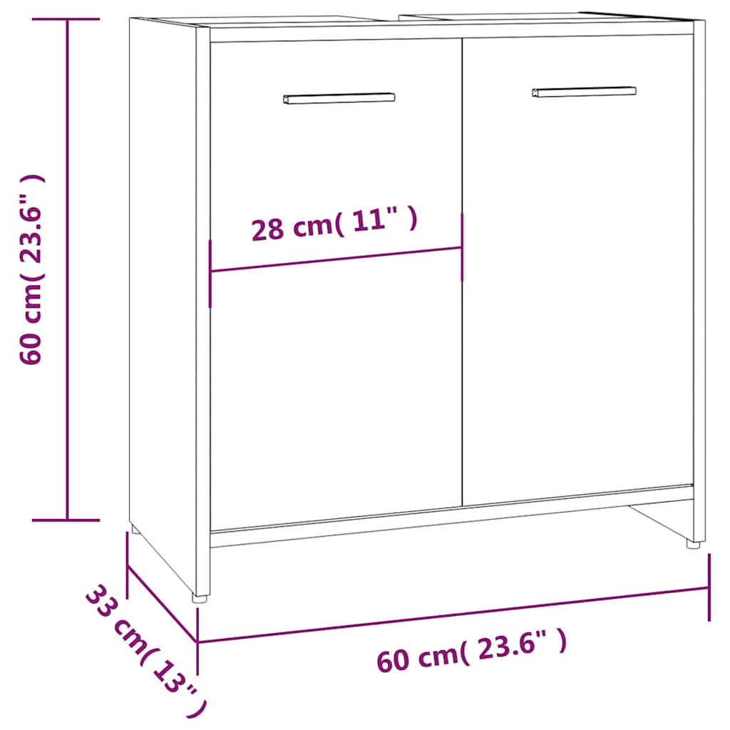 vidaXL Meuble de salle de bain gris sonoma 60x33x60 cm en bois d'ingénierie