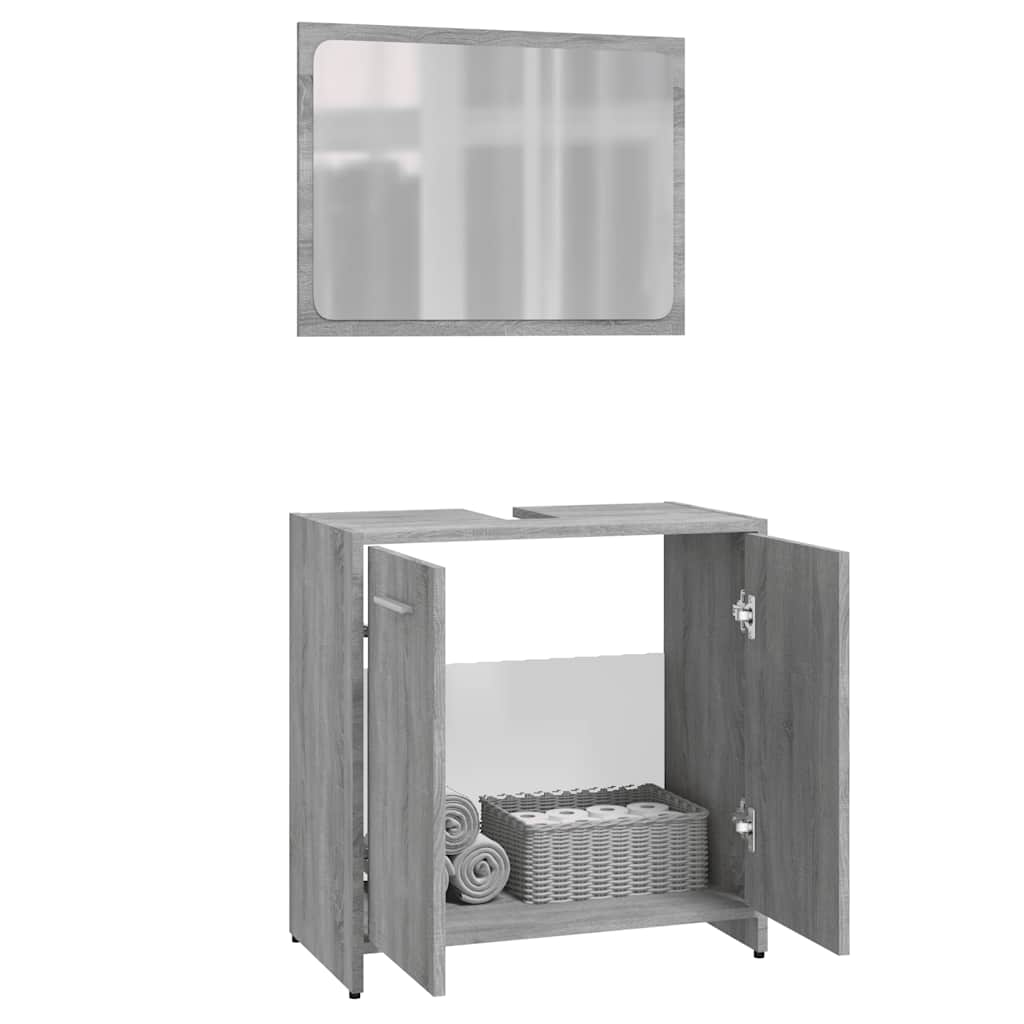 vidaXL Badmöbel-Set Grau Sonoma Holzwerkstoff