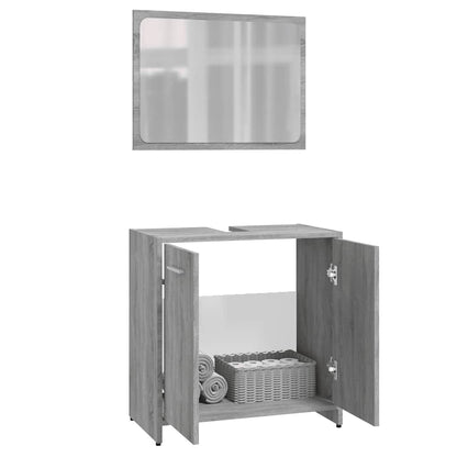 vidaXL Badmöbel-Set Grau Sonoma Holzwerkstoff