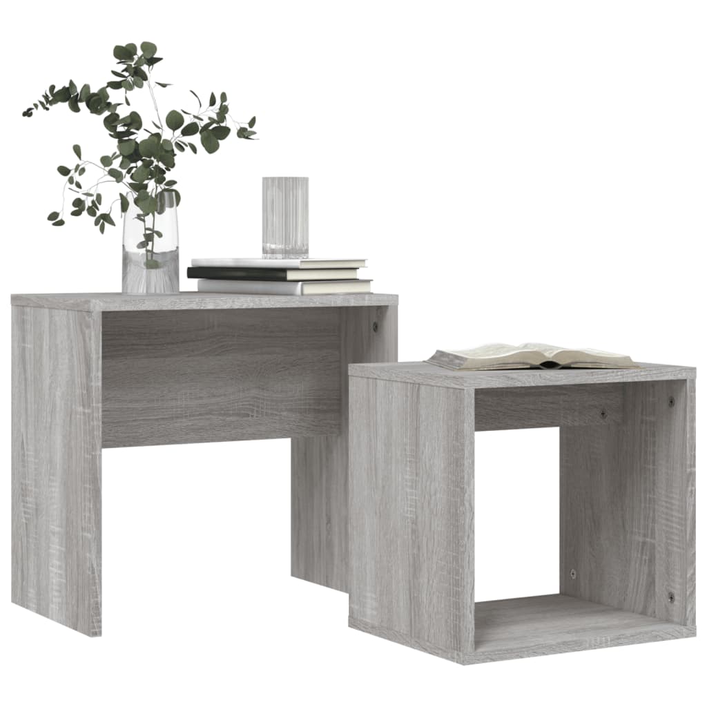 vidaXL Tables gigognes 2 pcs Gris Chêne Sonoma Aggloméré