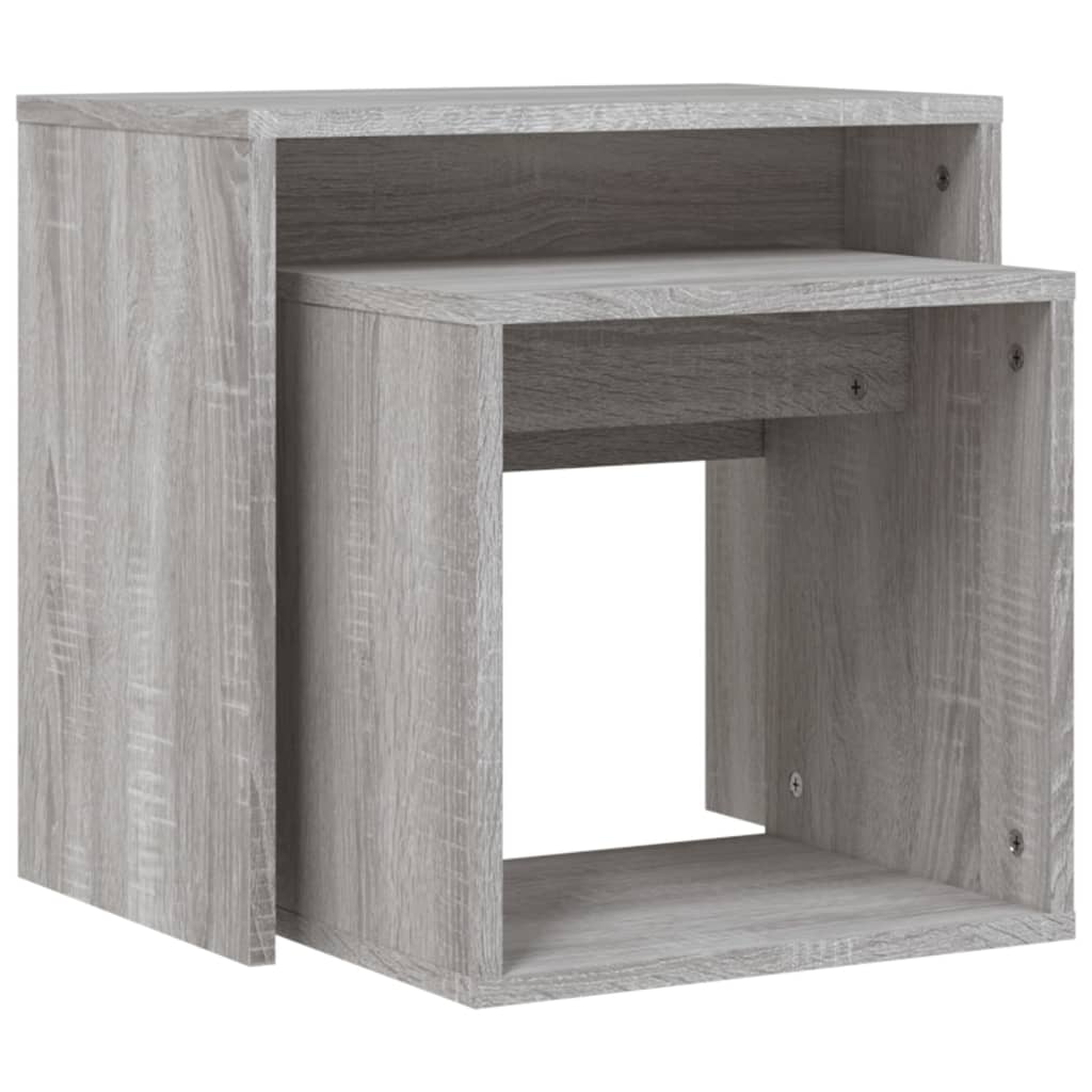 vidaXL Tables gigognes 2 pcs Gris Chêne Sonoma Aggloméré