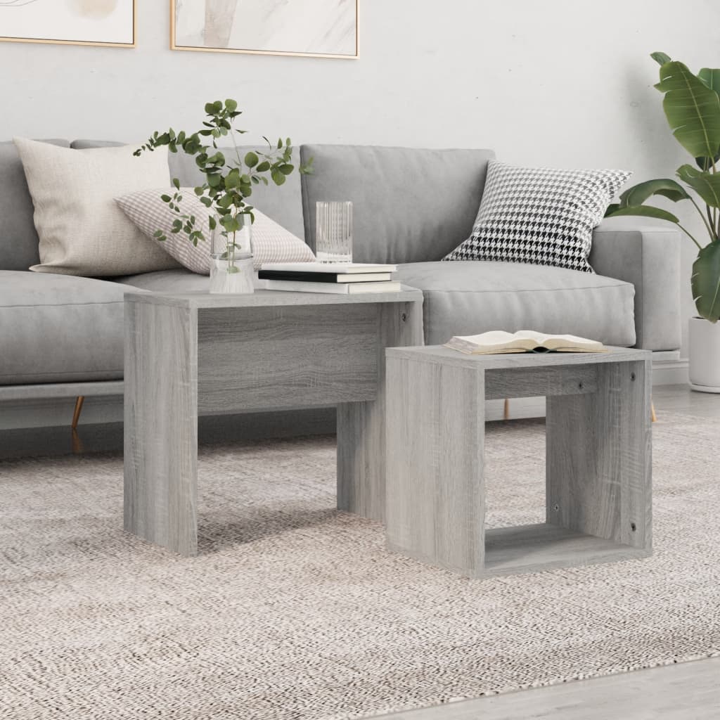 vidaXL Tables gigognes 2 pcs Gris Chêne Sonoma Aggloméré