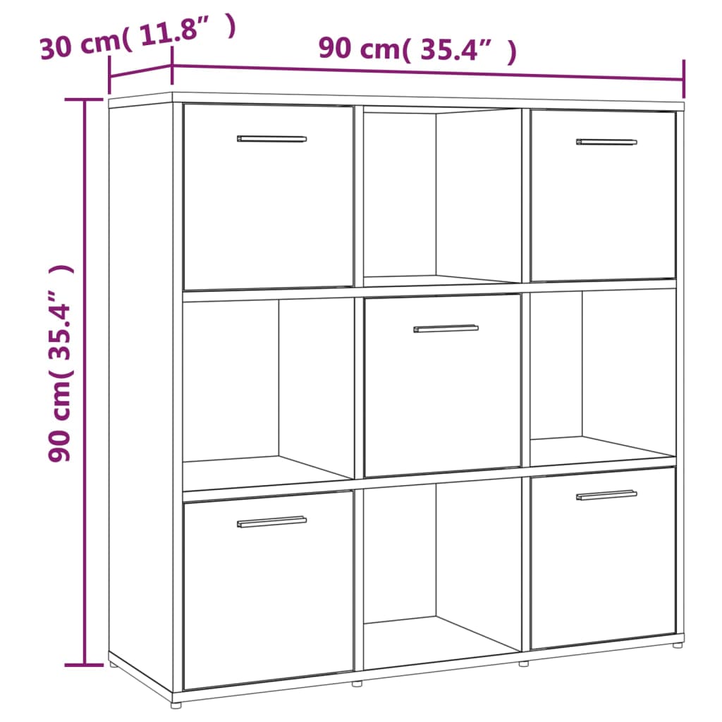 vidaXL Bibliothèque chêne fumé 90x30x90 cm Bois d'ingénierie