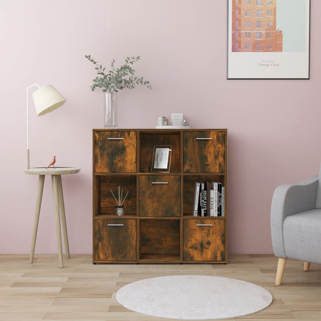vidaXL Bibliothèque chêne fumé 90x30x90 cm Bois d'ingénierie