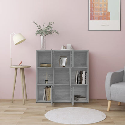 vidaXL Bücherregal Grau Sonoma 90x30x90 cm Holzwerkstoff