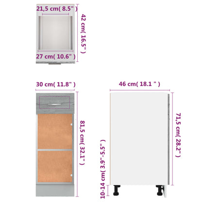 vidaXL Unterschrank mit Schublade Lyon Grau Sonoma 30x46x81,5 cm
