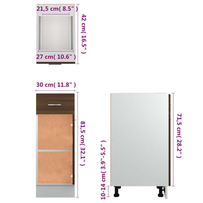 vidaXL Unterschrank mit Schublade Lyon Braun Eichen-Optik 30x46x81,5 cm