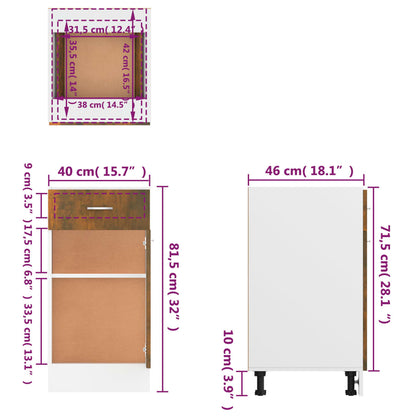 vidaXL Unterschrank mit Schublade Lyon Räuchereiche 40x46x81,5 cm