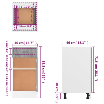 vidaXL Unterschrank mit Schublade Lyon Grau Sonoma 40x46x81,5 cm