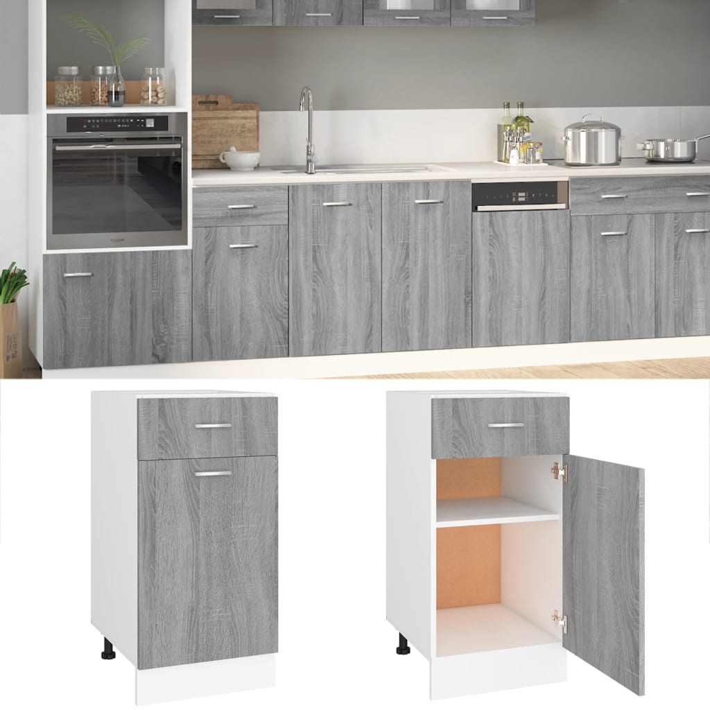 vidaXL Unterschrank mit Schublade Lyon Grau Sonoma 40x46x81,5 cm