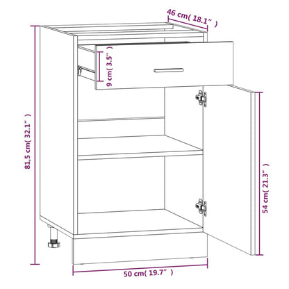 vidaXL Unterschrank mit Schublade Lyon Grau Sonoma 50x46x81,5 cm