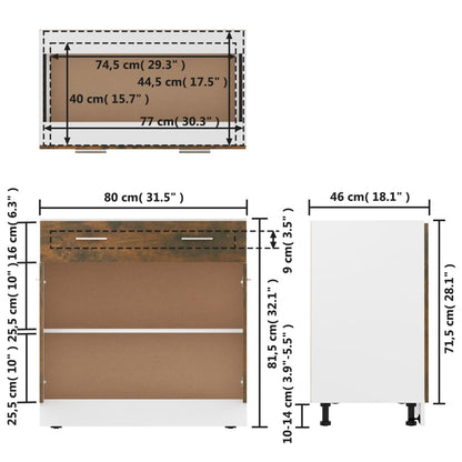 vidaXL Unterschrank mit Schublade Lyon Räuchereiche 80x46x81,5 cm