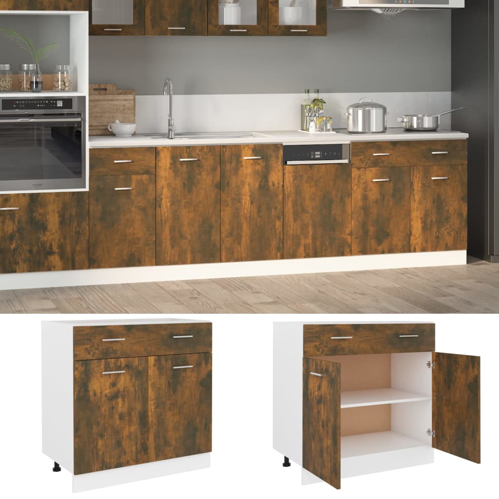 vidaXL Unterschrank mit Schublade Lyon Räuchereiche 80x46x81,5 cm