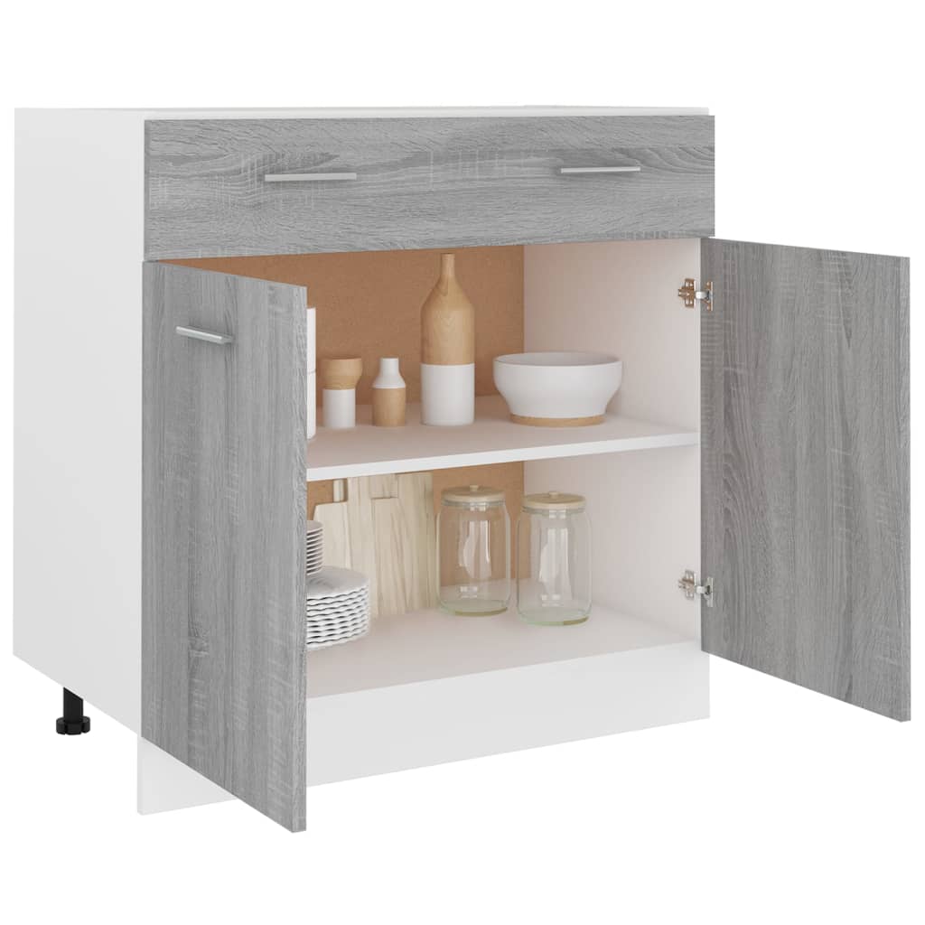 vidaXL Meuble bas avec tiroir gris sonoma 80x46x81,5 cm
