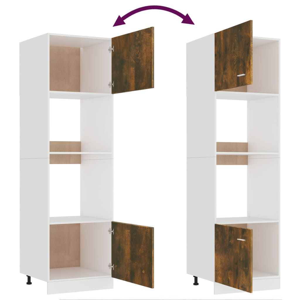 vidaXL Mikrowellenumbauschrank Lyon Räuchereiche 60x57x207 cm Holzwerkstoff